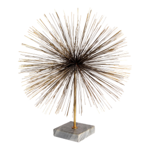 1980 Curtis Jeré Style Sunburst Dandelion Brass Sculpture Mounted on Marble Base