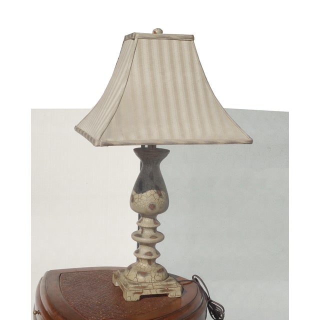 French Country Vintage French Country Table Lamp W Crackle Finish For Sale - Image 3 of 11