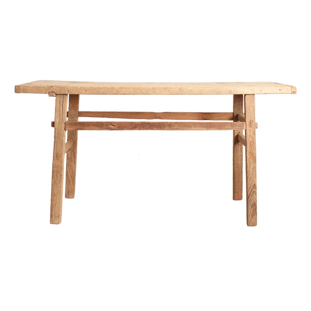 Antique Rustic Elm Console Table For Sale