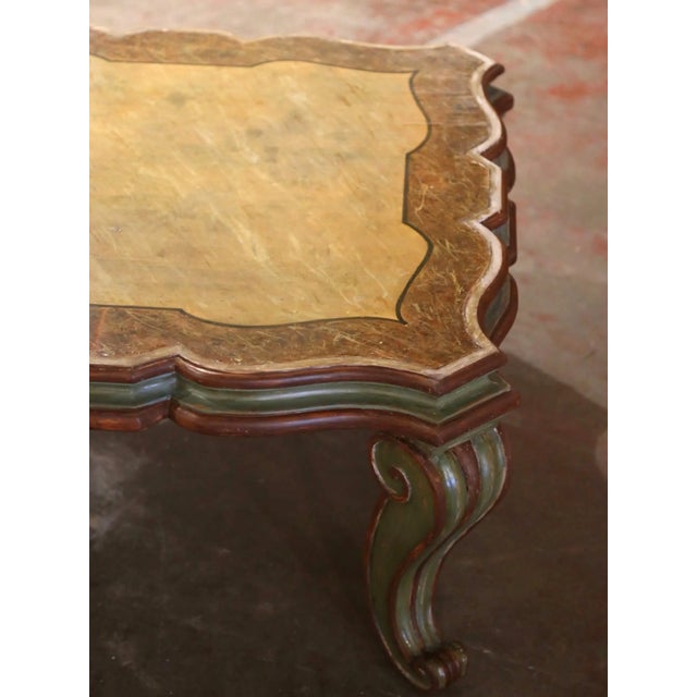 Early 20th Century Italian Louis XV Painted and Giltwood Coffee Table For Sale - Image 4 of 7