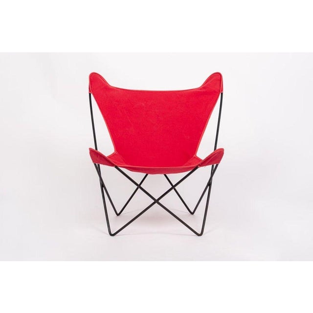Mid-Century Modern Vintage Mid Century Red Butterfly Canvas and Metal Chair by Knoll, 1970s For Sale - Image 3 of 10