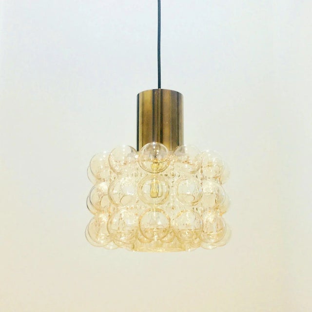 Mid-Century Modern Large Mid-Century Modern Amber Bubble Glass Pendant Light by Helena Tynell for Limburg, Germany, 1960s For Sale - Image 3 of 10