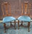 Pair of Italian Made Provincial Style Carved Walnut and Chenille blue Upholstered Side Chairs Dimensions: 19" in width,...