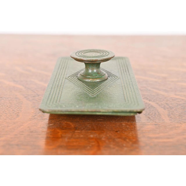 Green Tiffany Studios New York Graduate Bronze Rocker Blotter For Sale - Image 8 of 12
