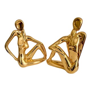 Vintage Figural Nude Sculptures Gold Plated - a Pair For Sale