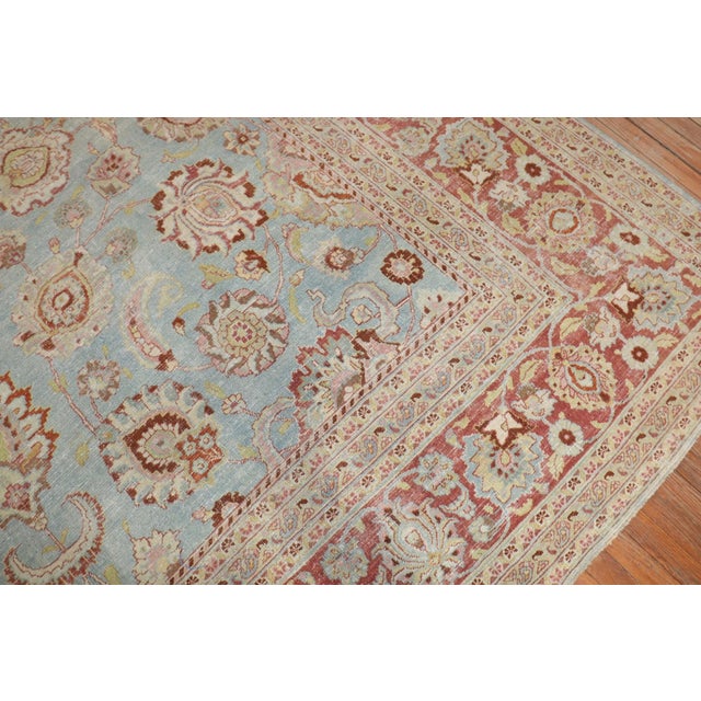 Red Early 20th Century Blue Persian Meshed Rug - 10'2" x 15'8" For Sale - Image 8 of 10
