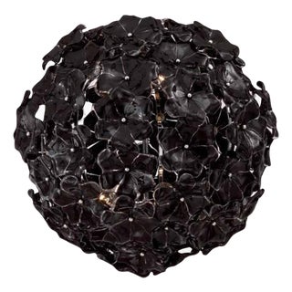 21st Century Black Lotus Murano Chandelier by Fabio LTD For Sale
