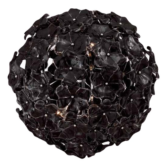21st Century Black Lotus Murano Chandelier by Fabio LTD For Sale