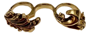 1990s Retro Versace Three-Finger Brass Knuckle Ring in Antique Gold