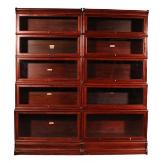 Antique Waterfall Bookcases in Mahogany from Globe Wernicke, 1900 For Sale