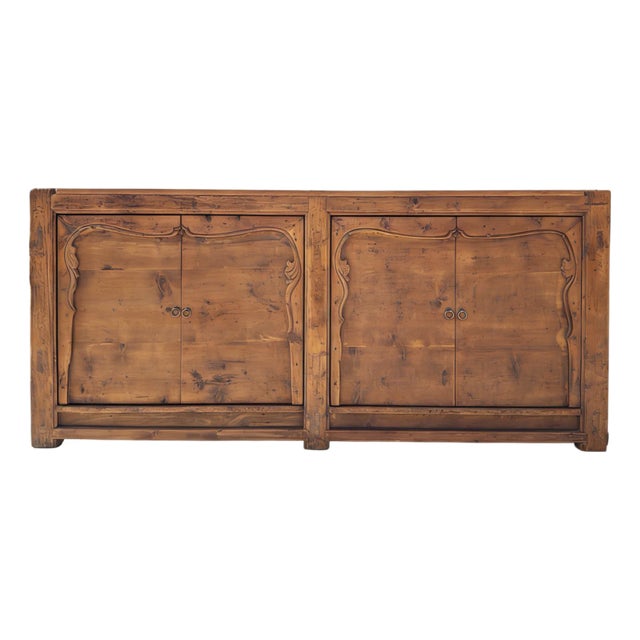 Double-Door Pine Farmer's Sideboard Cabinet For Sale