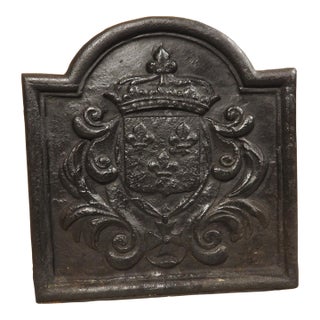 Small 19th Century French Royal Coat of Arms Cast Iron Fireback For Sale