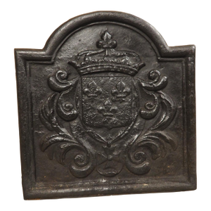 Small 19th Century French Royal Coat of Arms Cast Iron Fireback