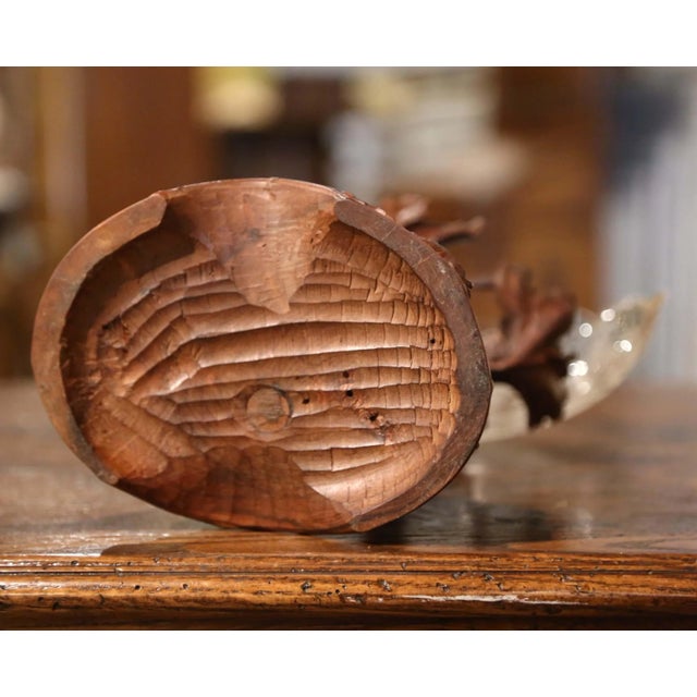 19th Century Swiss Black Forest Carved Walnut and Etched Crystal Centerpiece For Sale - Image 12 of 13