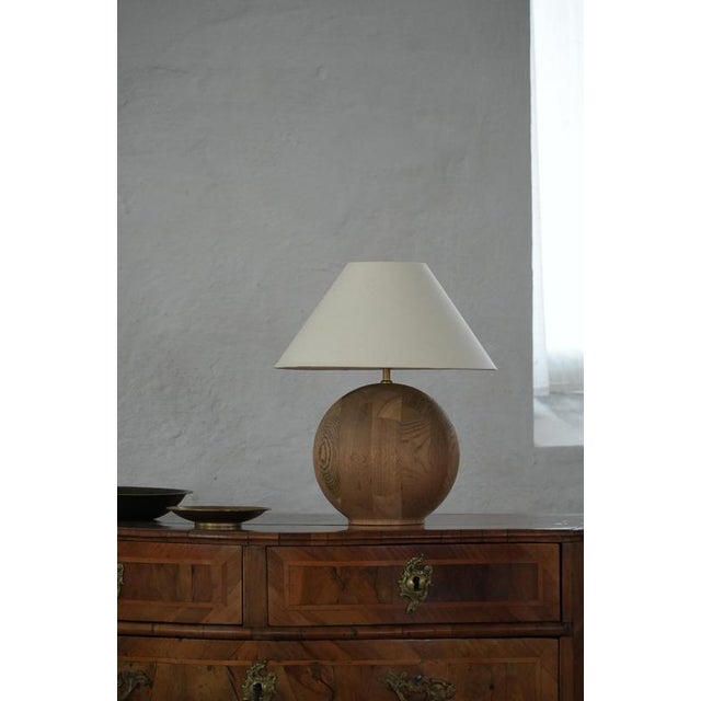 Danish Sculptural Round Oak Table Lamp by Kirk, 1980s For Sale - Image 15 of 18
