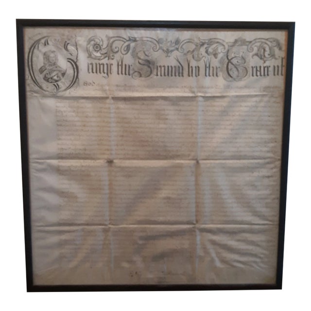Late 18th Century George II Period Deed Engraved & Hand Calligraphed Document, Framed For Sale