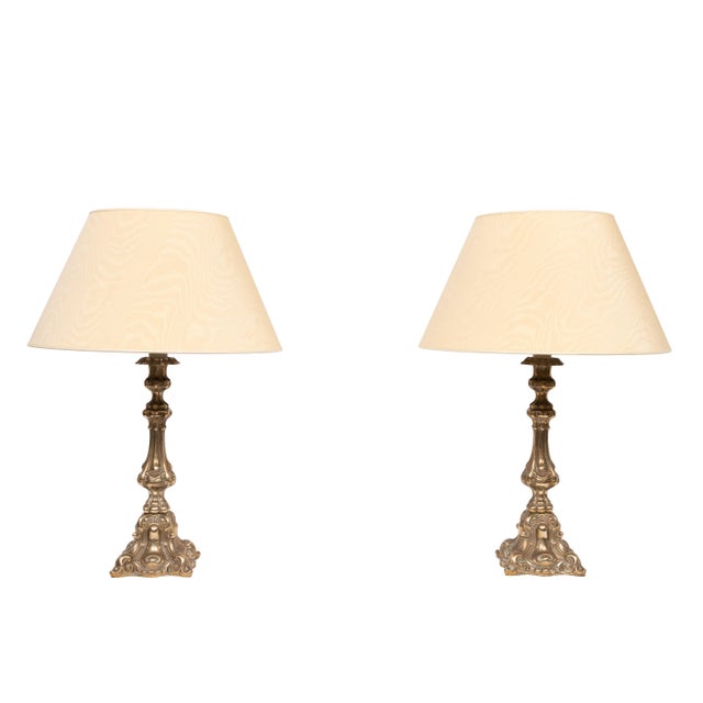 Rococo Silver Plated Table Lamps, 1920s, Set of 2 For Sale - Image 13 of 13