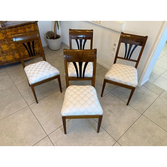 Antique Biedermeier Armchairs in Walnut, Set of 4 For Sale - Image 10 of 11