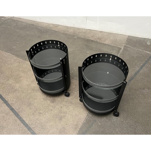 Postmodern German Rolling Metal and Glass Side Tables from D-Tec, 1980s, Set of 2 For Sale - Image 14 of 18