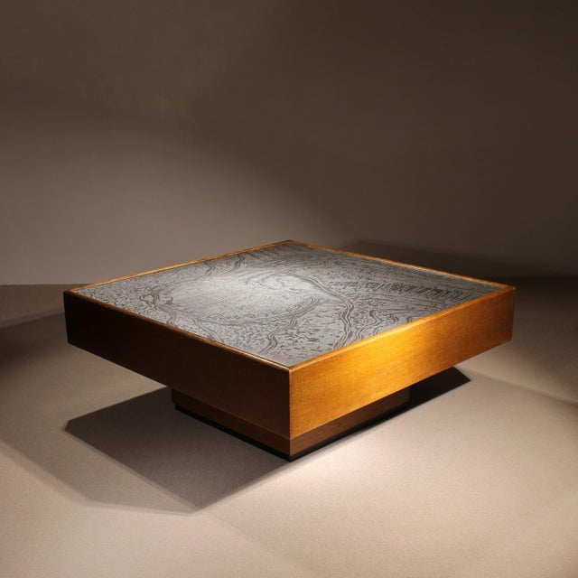 Oak & Etched Metal Coffee Table by Heinz Lilienthal, Germany, 1970s For Sale - Image 17 of 17