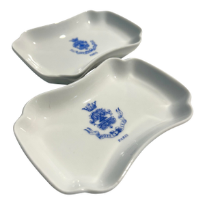 MCM French 5-Star Luxury Ritz Paris Hotel White Milk Glass Ashtray Catchall Trinket Soap Dish