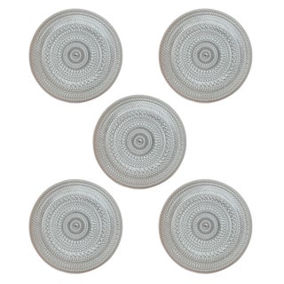 Vintage Finnish Kastehelmi Series Glass Plates by Oiva Toikka for Iittala, Set of 5 For Sale