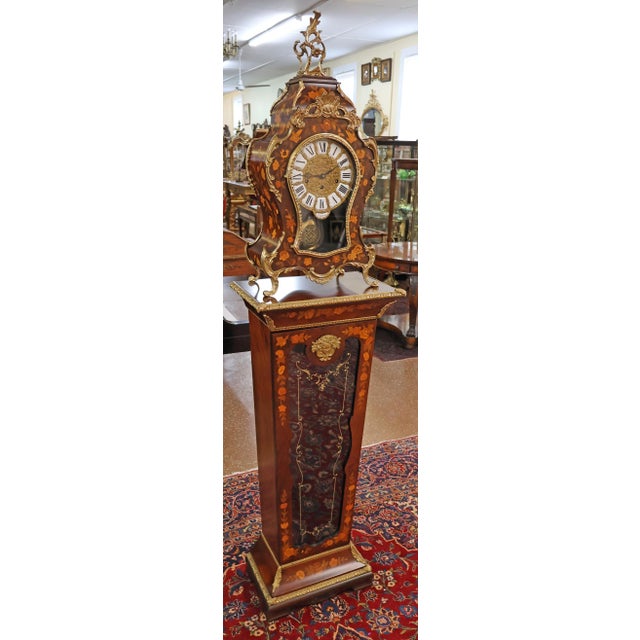 1980s 1980s Inlaid Italian Rococo Tiffany & Co Musical Mantel Clock With Matching Pedestal For Sale - Image 5 of 15