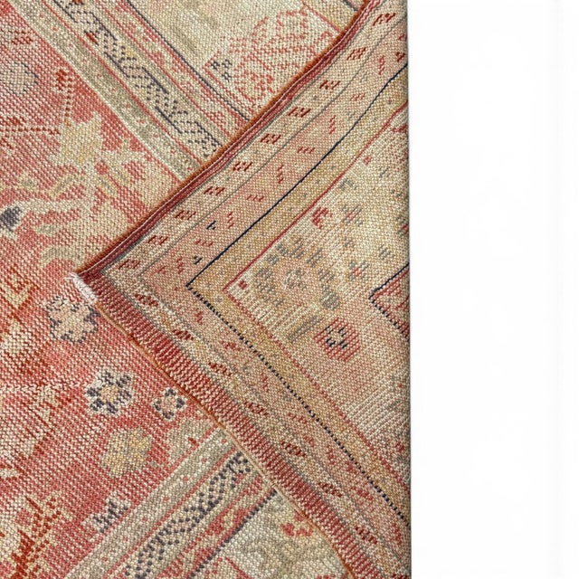 Antique Turkish Oushak Rug 7x10 | Faded Red With Large Floral Motifs For Sale - Image 4 of 4