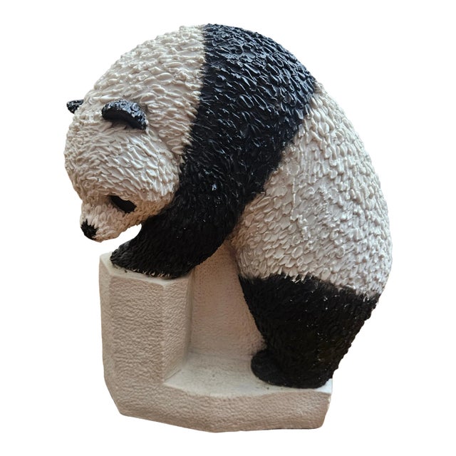 1960s Vintage Mid Century Signed Stone Panda by Marian Weisberg For Sale
