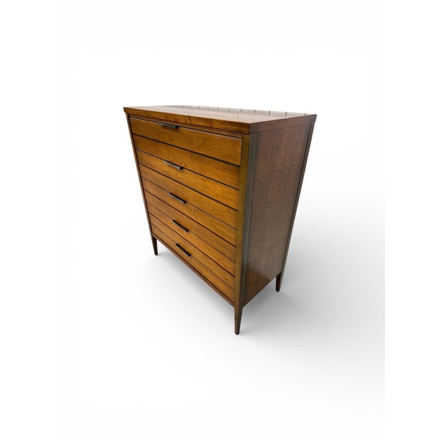 Mid-Century Modern Mid-Century Modern Lane Tuxedo Walnut High Chest For Sale - Image 3 of 8