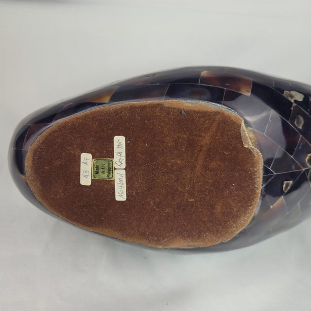 Maitland Smith Tessellated Faux Tortoise Shell Mother of Pearl Duck Brass For Sale - Image 12 of 15