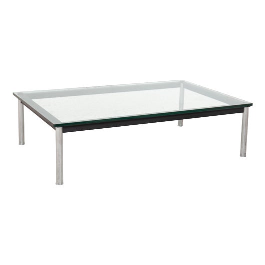 Bauhaus LC 10-P Coffee Table in Glass and Chrome from Cassina For Sale