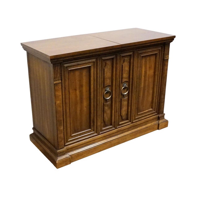 Drexel Drexel Furniture Walnut Italian Neoclassical Tuscan Style 60" Slide Top Server Buffet For Sale - Image 4 of 18