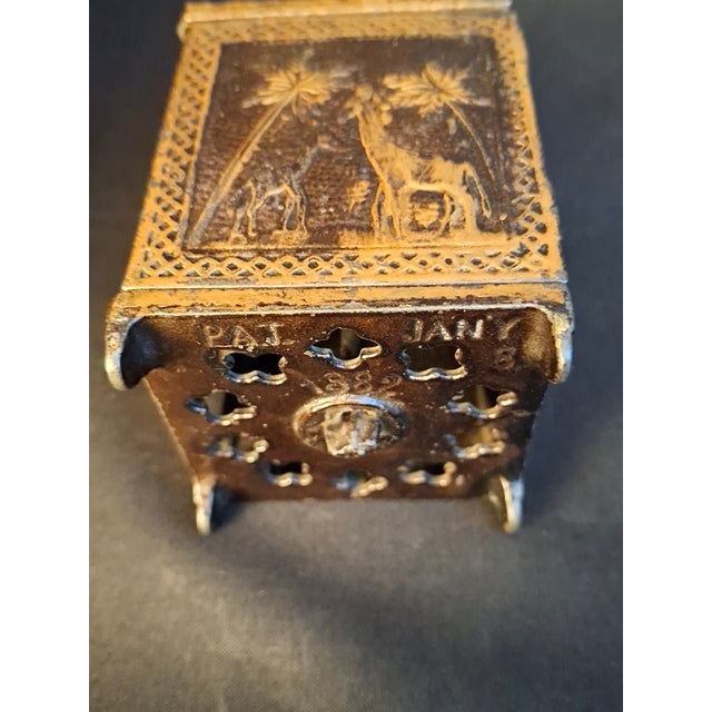 Antique 1882 Kyser & Rex Cast Iron Sport Safe Bank Elephant Giraffe Dog Patented For Sale - Image 16 of 18