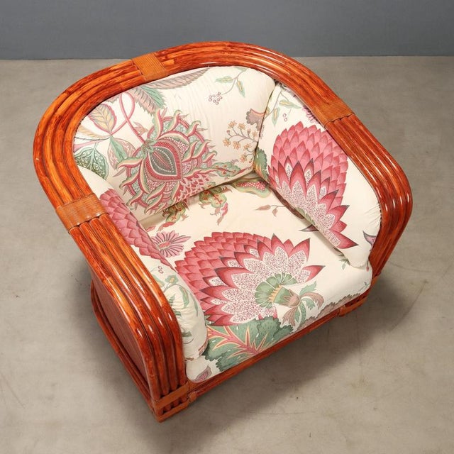 Wood Rattan and Red Lacquered Bamboo Sofa, 1980s For Sale - Image 7 of 14