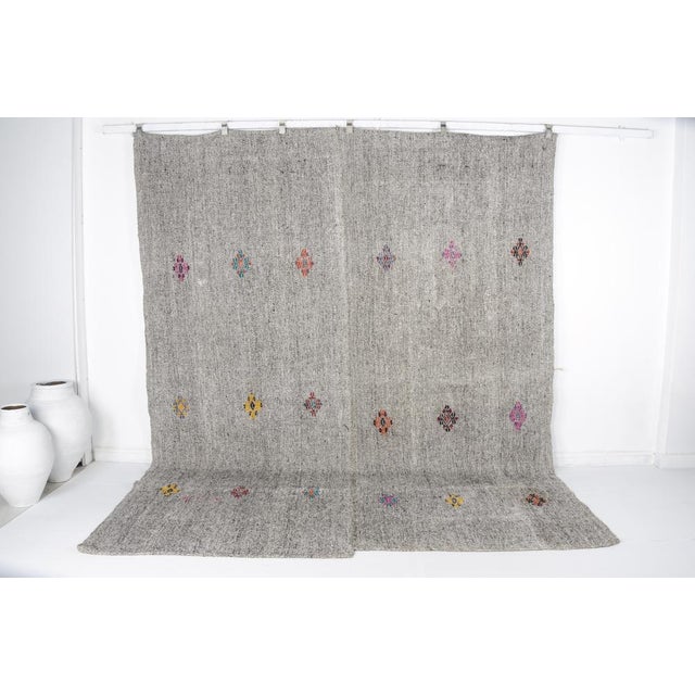 Gray Grey Wool Kilim Rug, 1960s For Sale - Image 8 of 8