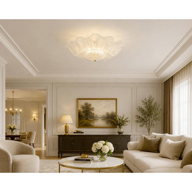 Large Italian Murano Glass Leaf Flush Mount, 2000 For Sale - Image 12 of 13