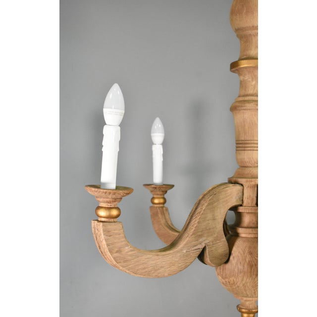 French Provincial 4-Arm Chandelier in Oak, 1890s For Sale - Image 5 of 16