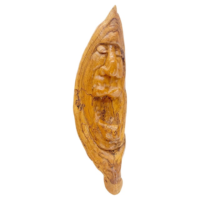 Large 40" Tall Carved Lacquered Solid Teak Moon Face Wall Hanging Sculpture NICE. The material is some sort of exotic...