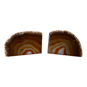 1980s Organic Modern Polished Agate Bookends-a Pair