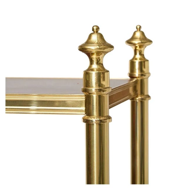 Traditional Billy Baldwin Style Tall Brass & Mahogany Seven Shelf Etagere For Sale - Image 3 of 5