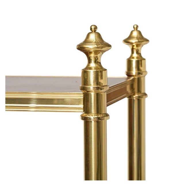 Traditional Tall Seven Shelf Brass & Mahogany Regency Style Etagere For Sale - Image 3 of 5