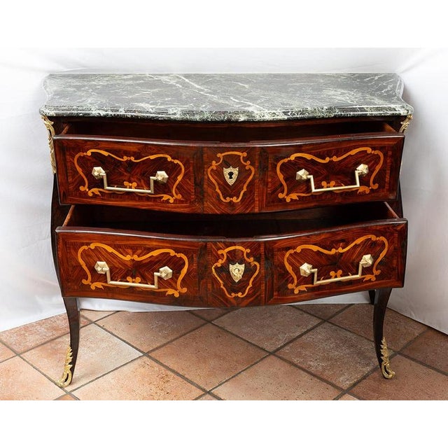 18th Century Louis XV French Wooden Chest of Drawers with Marble Top For Sale - Image 4 of 6
