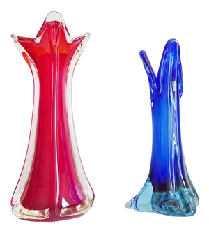 Murano Glass Vases, Italy, 1960s, Set of 2