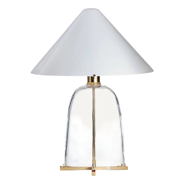 Ovale Carlo Moretti Contemporary Mouth Blown Murano Clear Glass Table Lamp For Sale