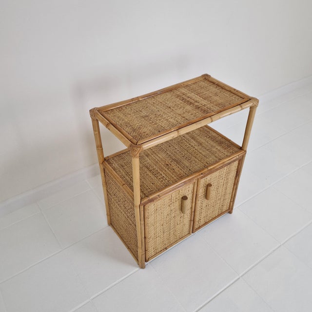 Italian Bamboo and Rattan Cabinet or Bedside Table, 1980s For Sale - Image 11 of 16