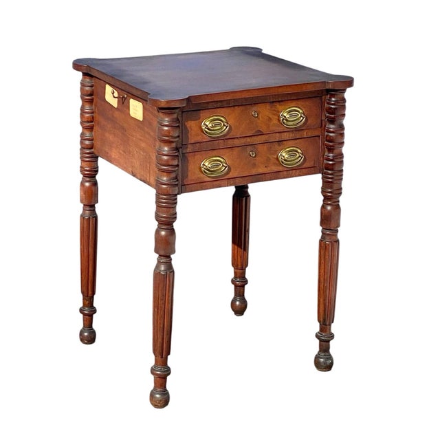 American Antique Massachusetts Mahogany 2 Drawer Worktable / Nightstand For Sale - Image 3 of 12
