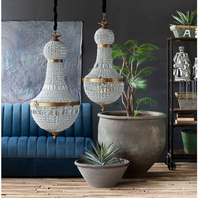 Traditional Matthew Izzo Home Bezier Prism Glass Chandelier With Antique Brass Finish Detail Over Iron - Medium For Sale - Image 3 of 5