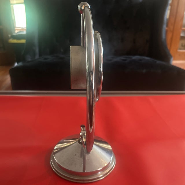 1930s Art Deco Helbros Chrome Orb Gooseneck Desk Clock/Needs Work For Sale - Image 4 of 7