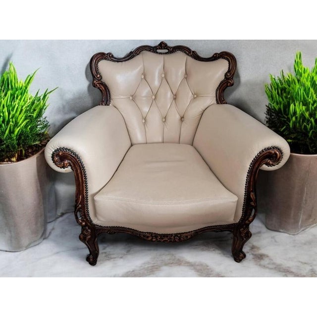 Set of Set of Louis XV Style Chesterfield Chairs in Buttoned Leather, 1980s For Sale - Image 17 of 18